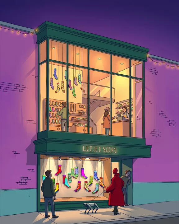 LeiLei Socks storefront illustration