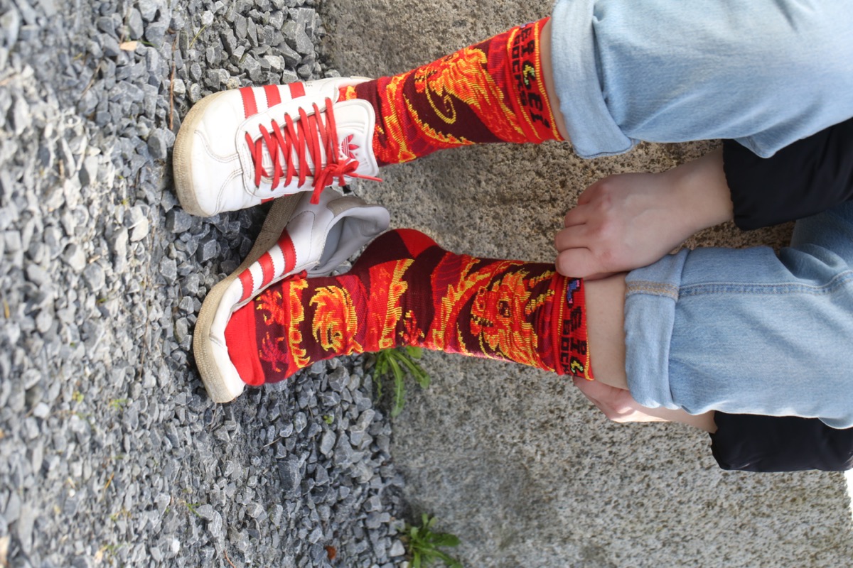 Customer wearing Lei Lei Socks
